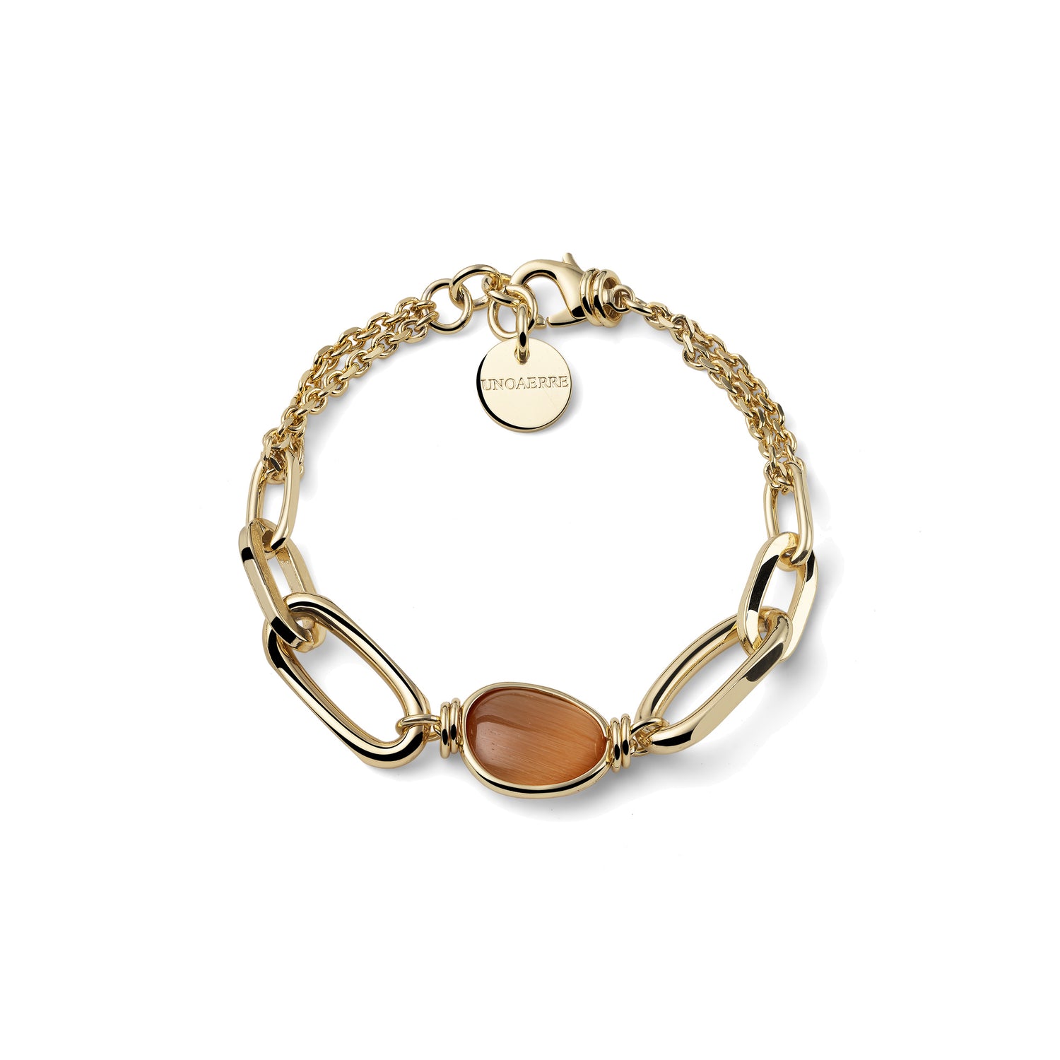 Bracciale Catena Dorata, Pietra Occhio di Gatto Unoaerre