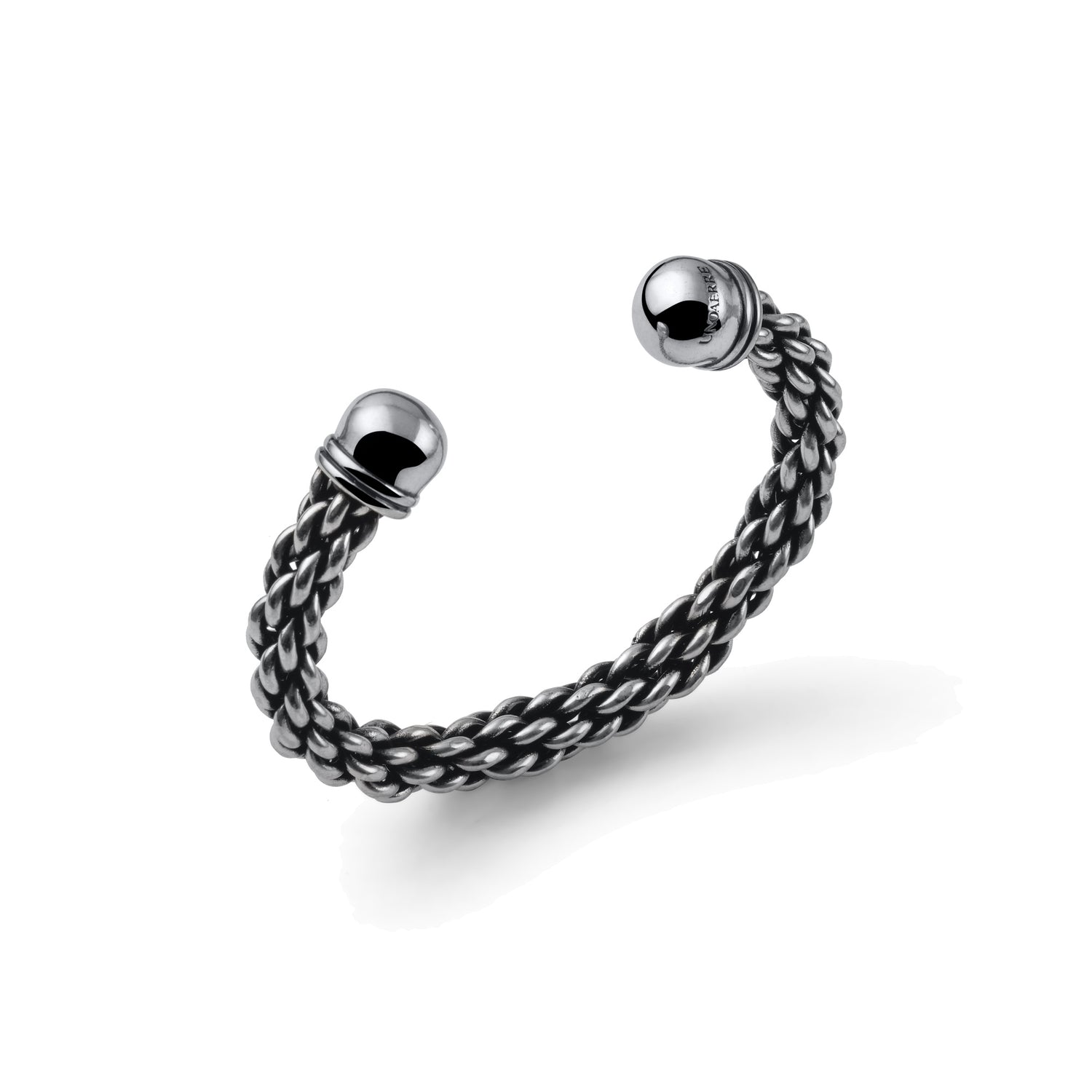 Bracciale Rigido Aperto a Corda Ritorta con Finitura Ossidata e Terminali a Contrasto Unoaerre