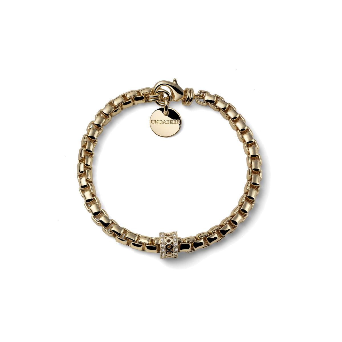 Bracciale Elastico a Sfere con Pendente a Disco Unoaerre