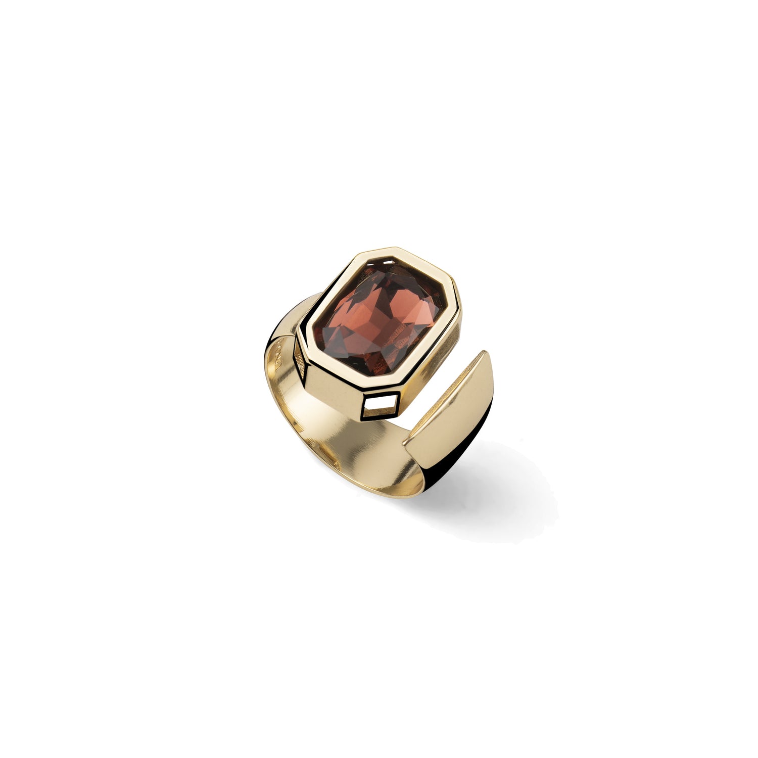Anello a Fascia con Pietra Quadrata Rossa Unoaerre
