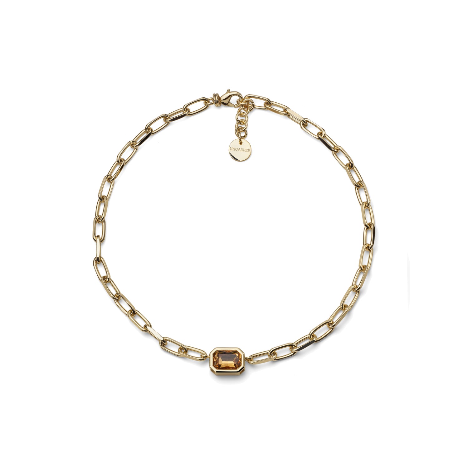 Collana a Maglia Paperclip con Pietra Fumé Unoaerre