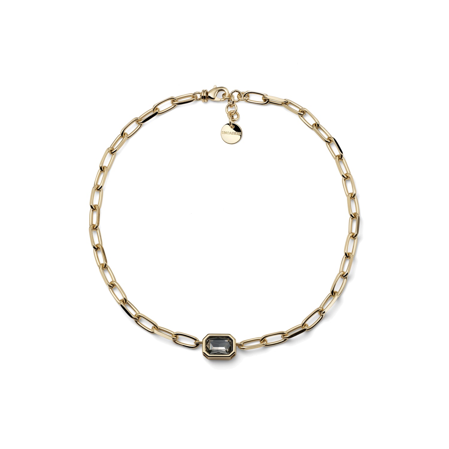 Collana a Maglia Paperclip con Pietra Azzurra Unoaerre