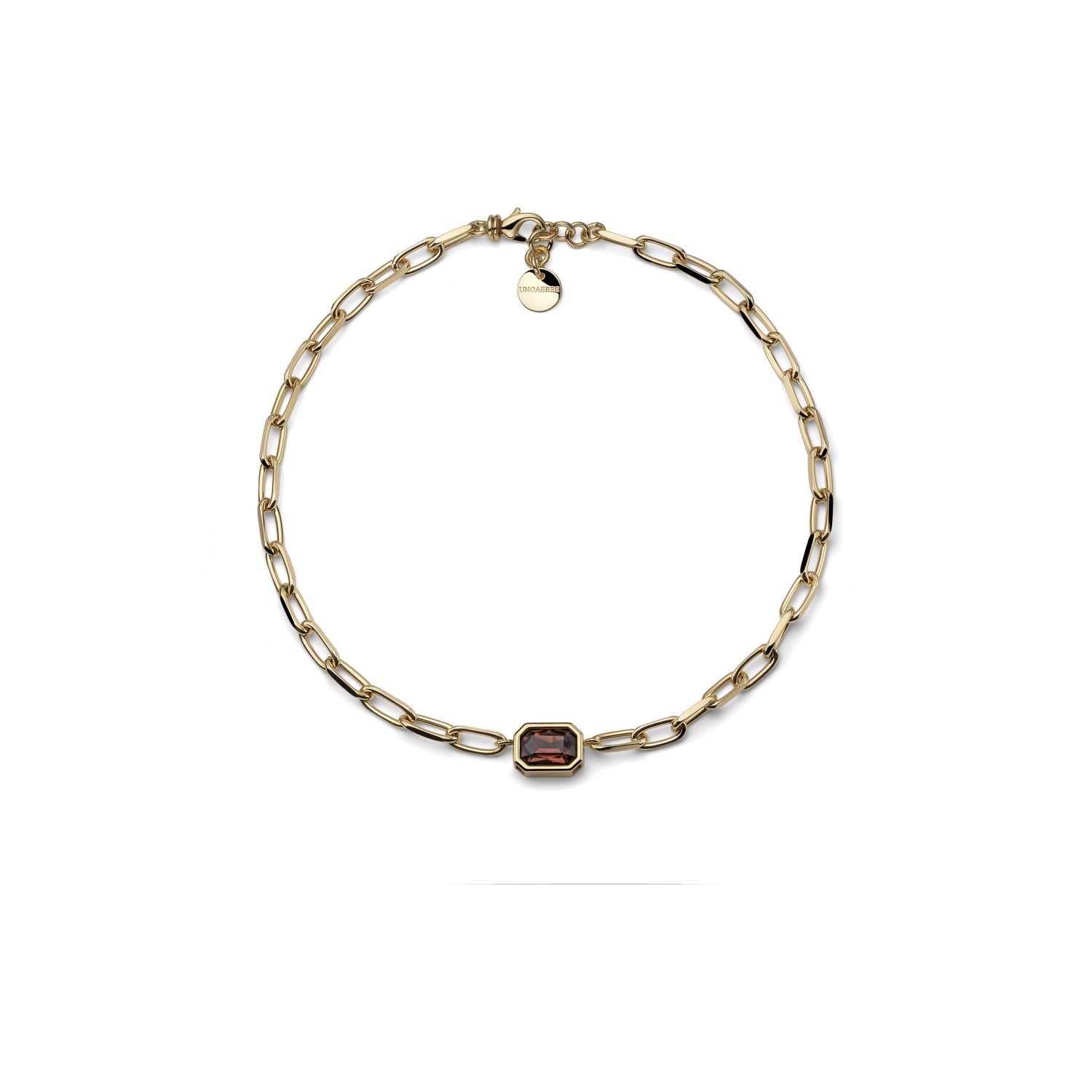 Collana a Maglia Paperclip con Pietra Fumé Unoaerre
