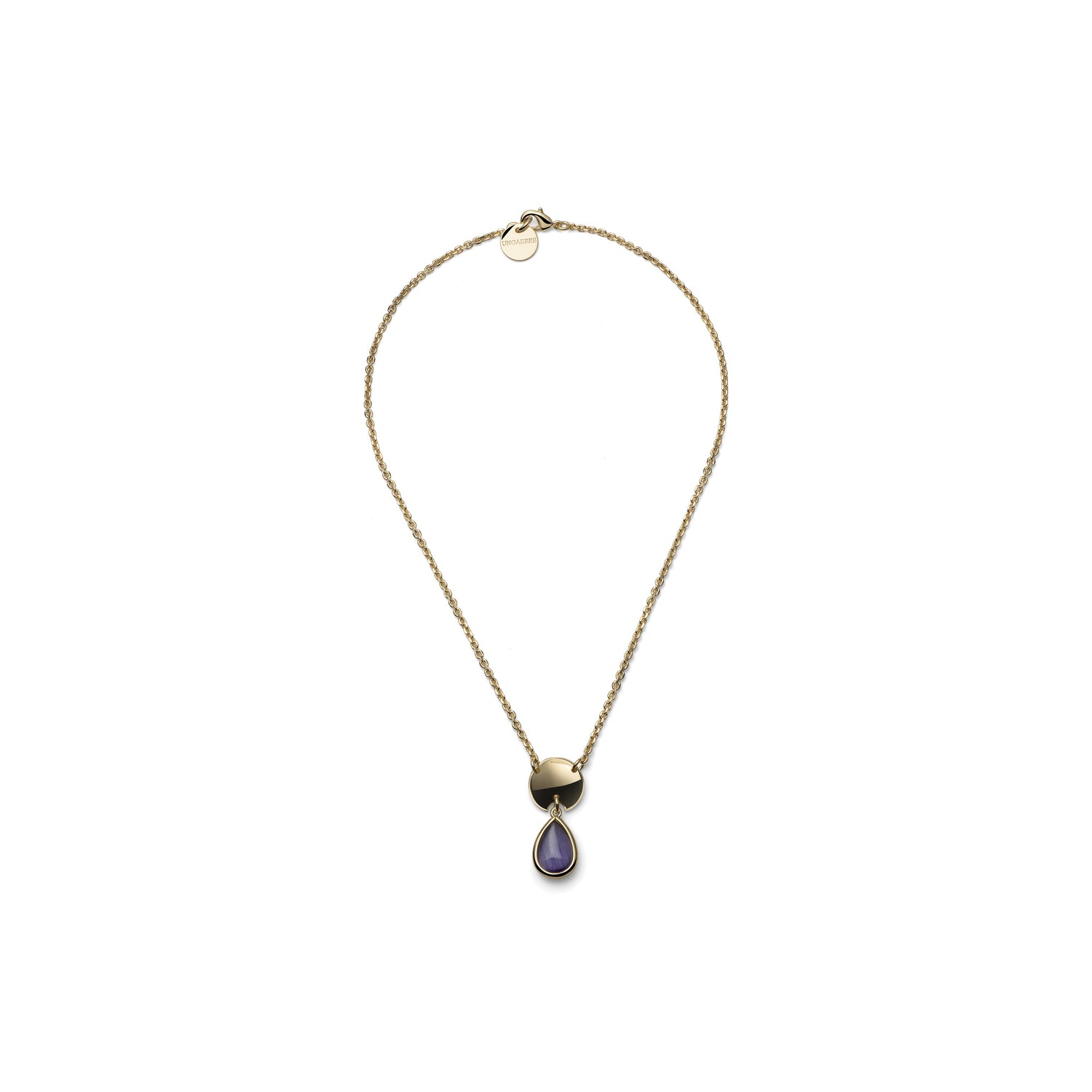 Collana Sottile con Pendente a Goccia Viola Unoaerre