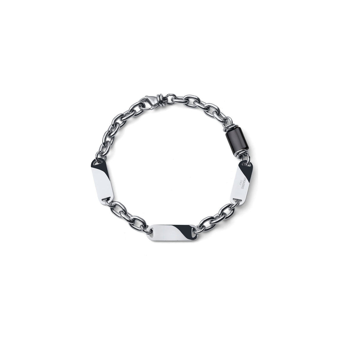 Unoaerre Steel Aeternum Bracelet with Obsidian