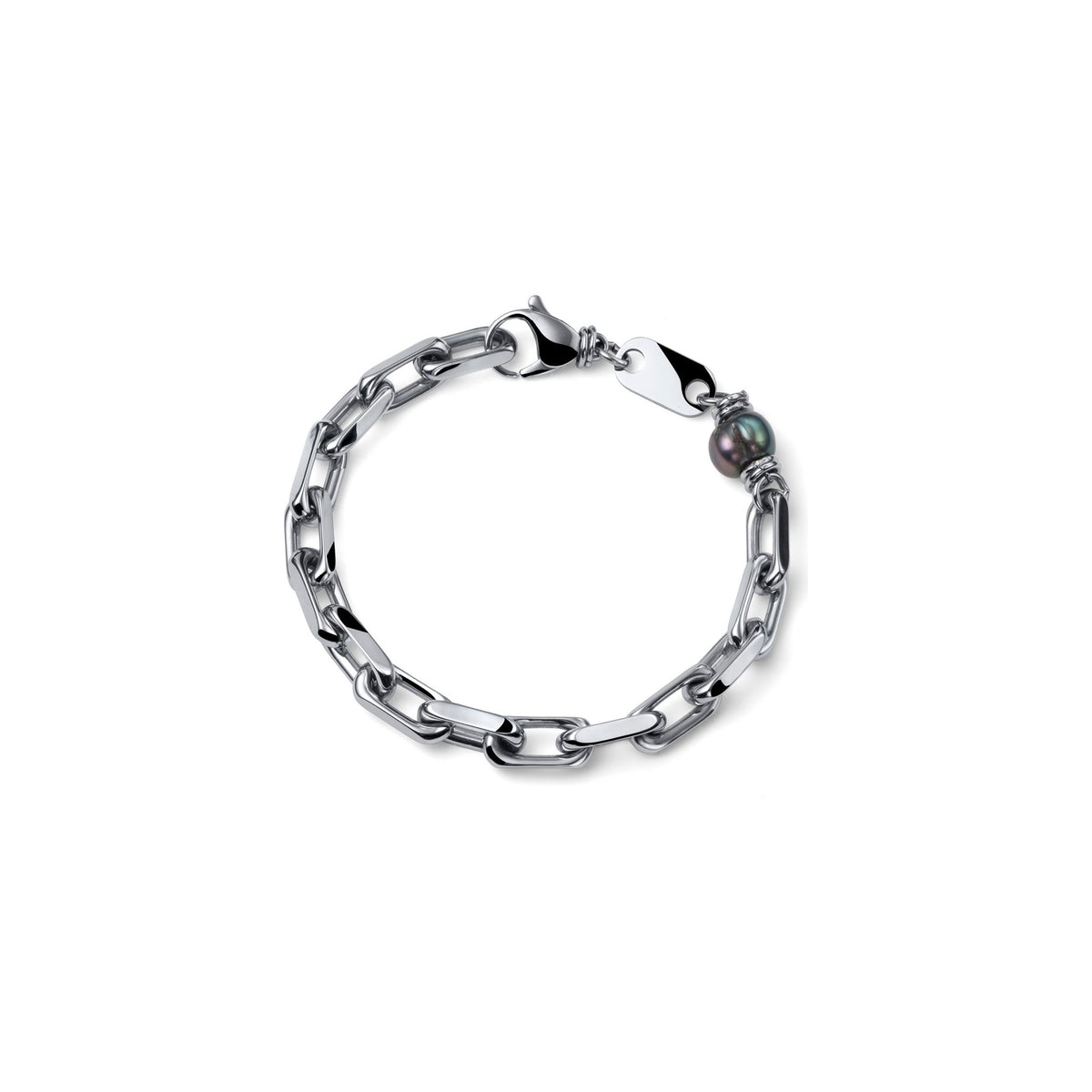 Bracciale Aeternum Forzatina con Perla Nera in Acciaio Unoaerre