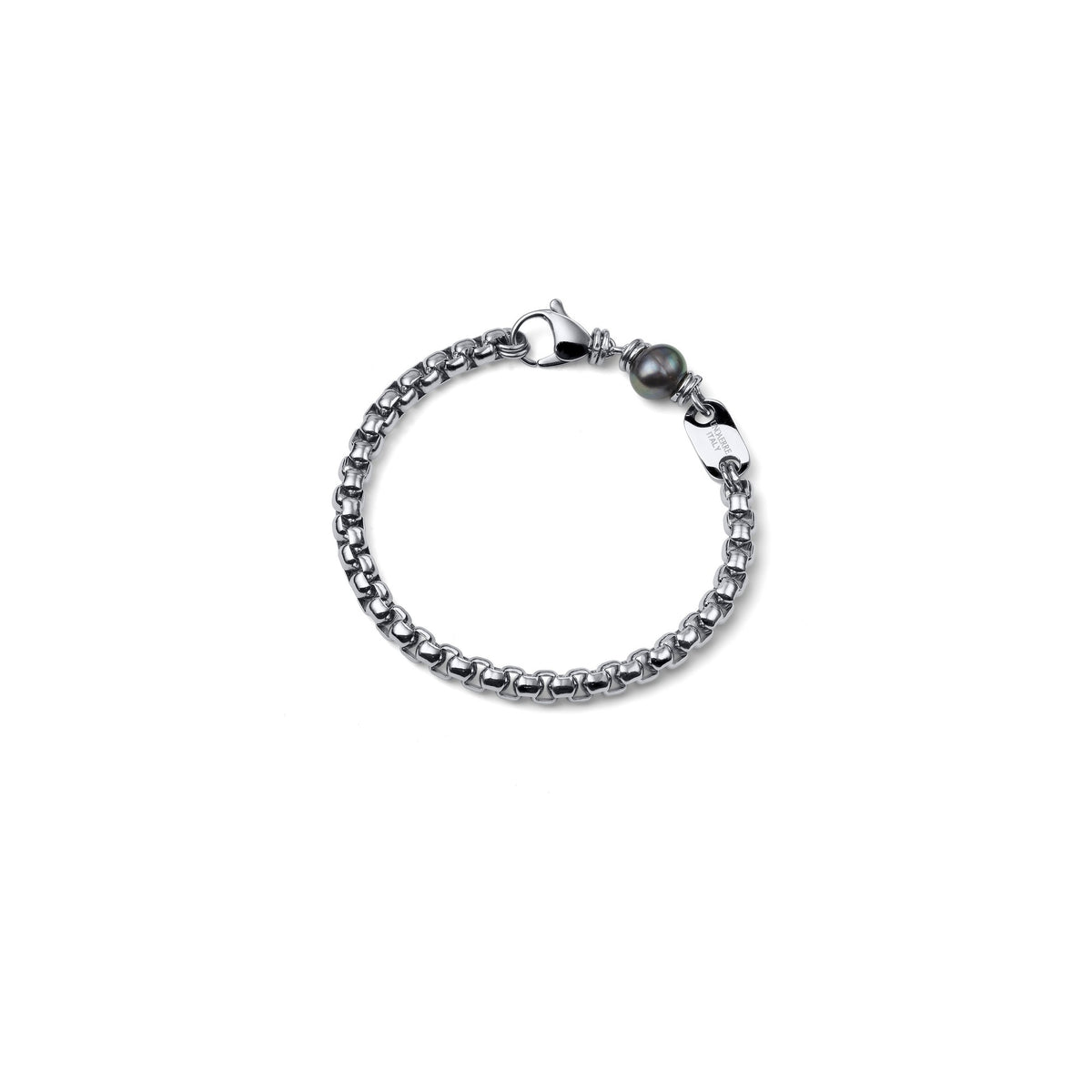 Bracciale Aeternum Veneziana con Perla Nera in Acciaio Unoaerre
