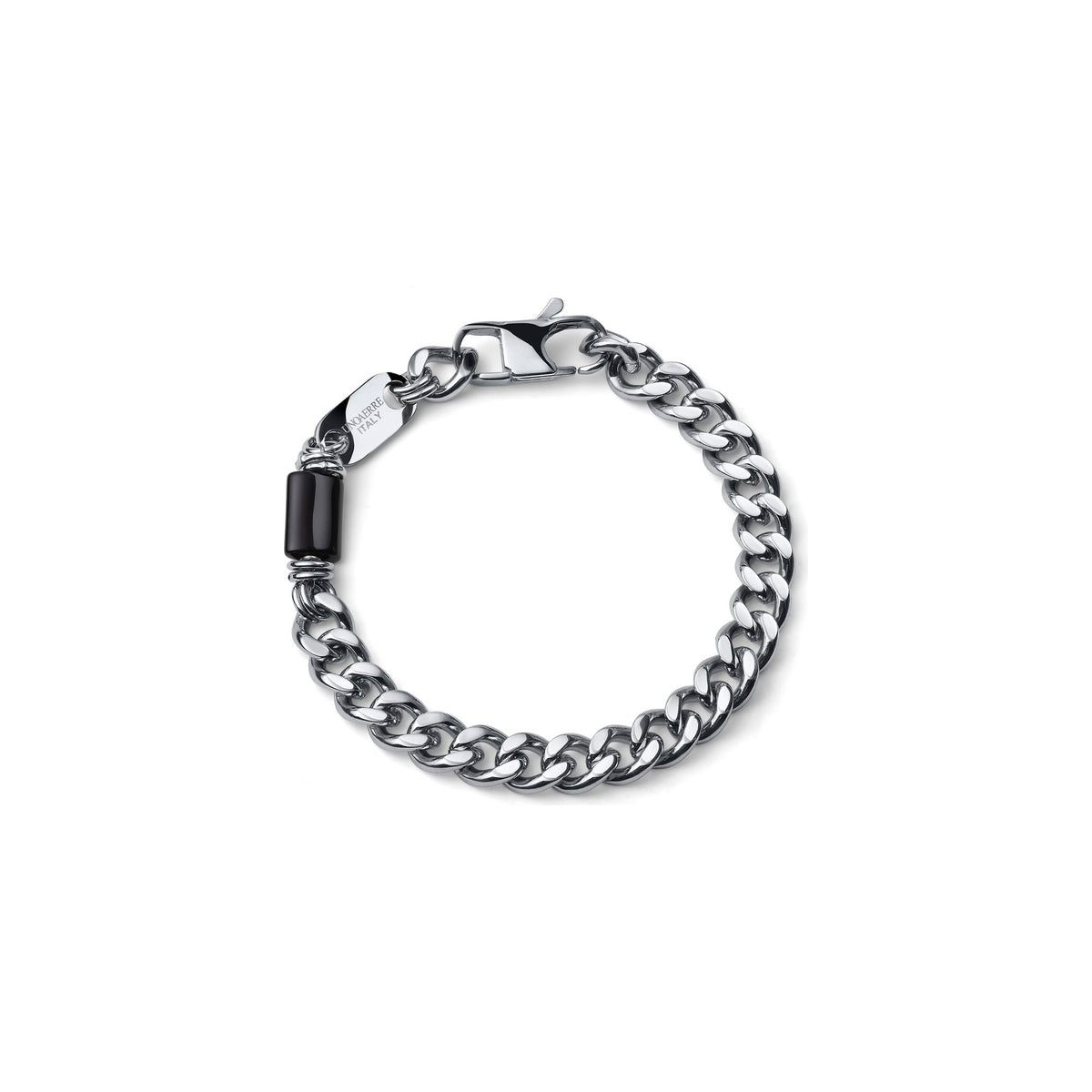 Bracciale Aeternum Grumetta Media con Ossidiana in Acciaio Unoaerre