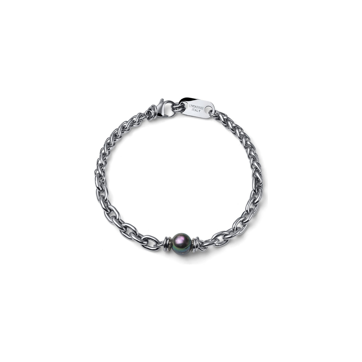 Bracciale Aeternum con Perla Nera in Acciaio Unoaerre