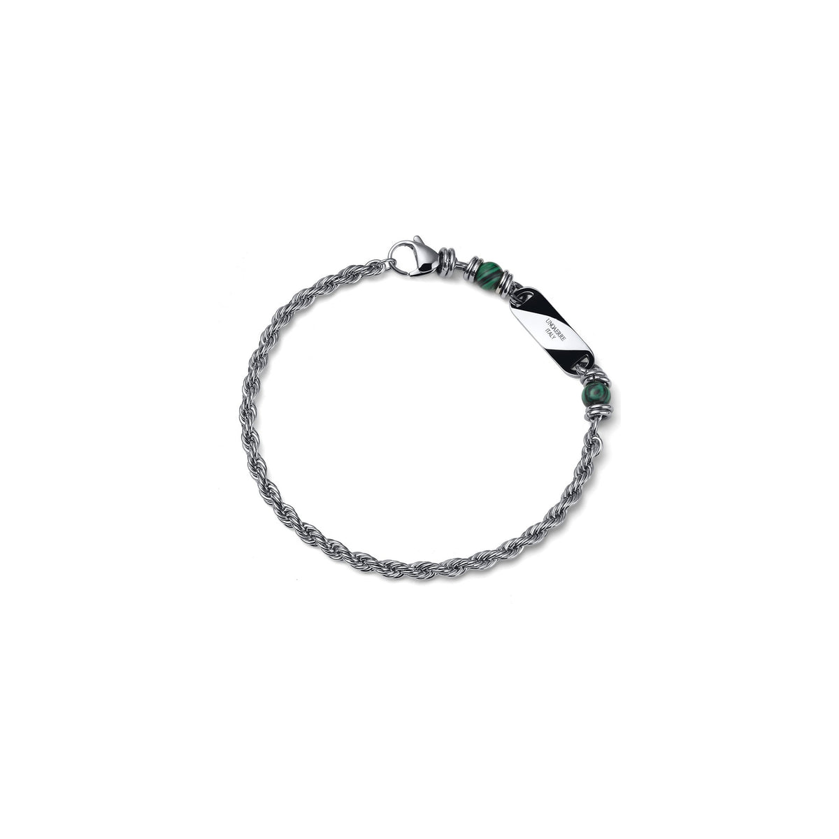 Bracciale Aeternum Corda con Malachite in Acciaio Unoaerre