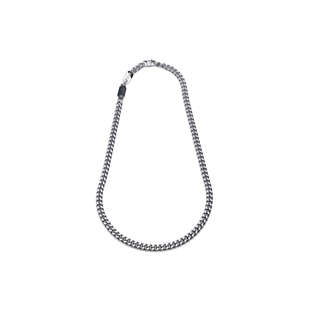 Collana Aeternum Grumetta con Ossidiana in Acciaio Unoaerre