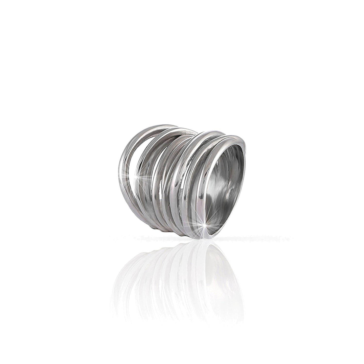 Anello in Argento a Fascia con Fili Intrecciati Unoaerre