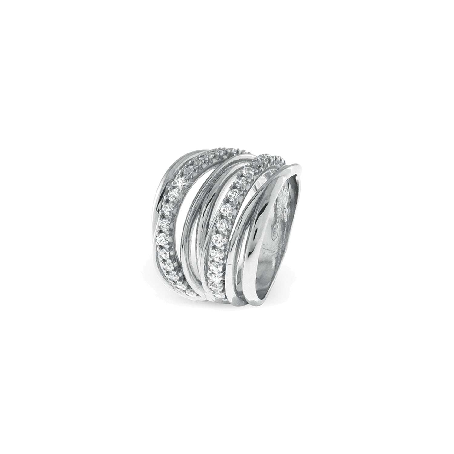 Anello a Fascia Multifilo in Argento con Cubic Zirconia Unoaerre