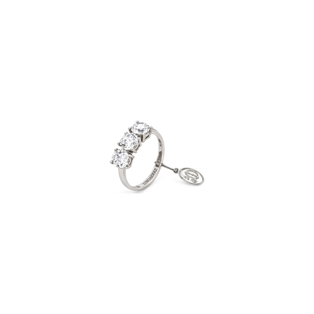 Anello Solitario in Argento Rodiato 925 con Pietra Zirconia Cubica Bianca Unoaerre