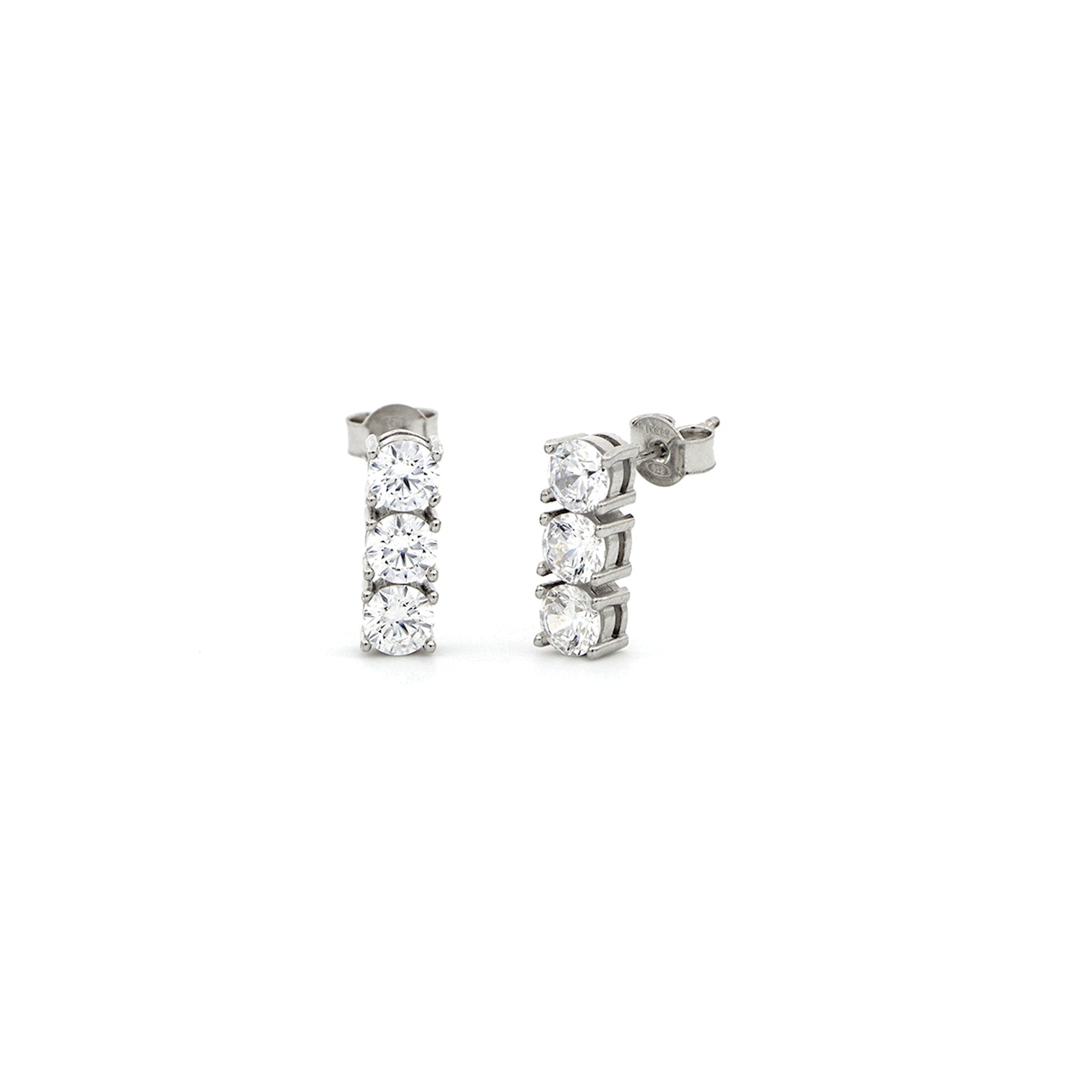 Orecchini Trilogy in Argento Rodiato 925 con Pietre Zirconia Cubica Bianca Unoaerre