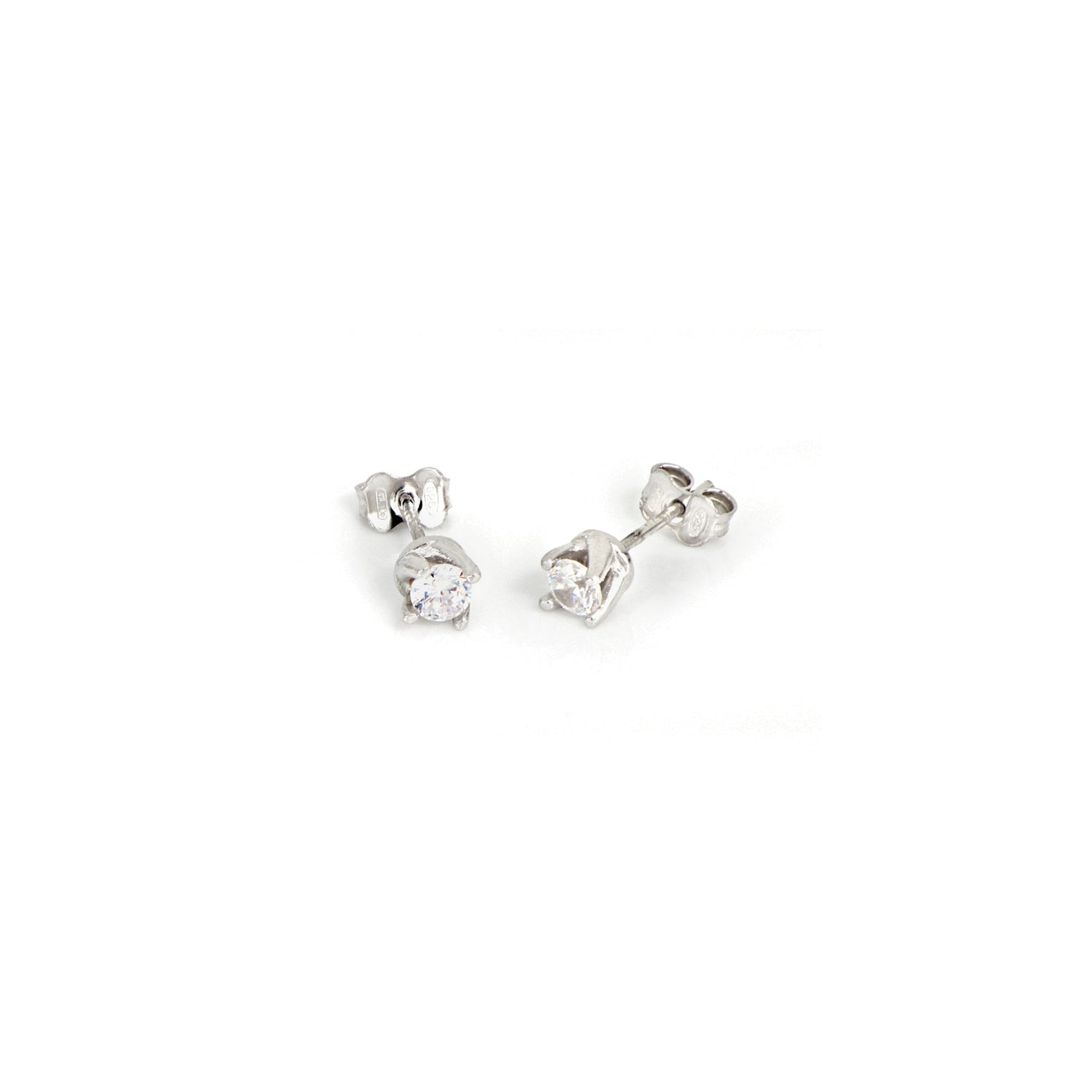 Orecchini in Argento Rodiato 925 con Pietra Zirconia Cubica Bianca Unoaerre