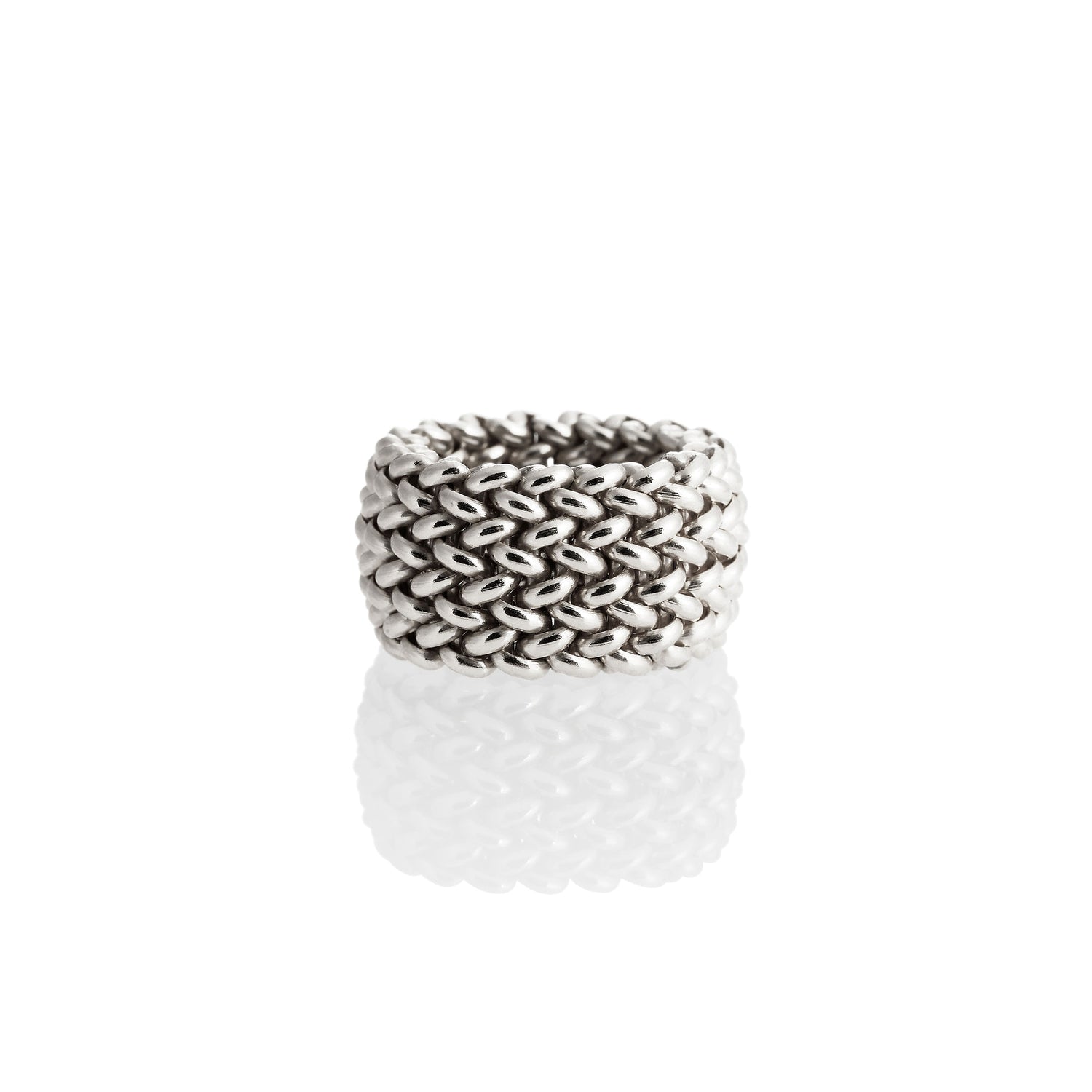 Anello in Argento a Fascia Media in Maglia "Chicco di Riso" Unoaerre