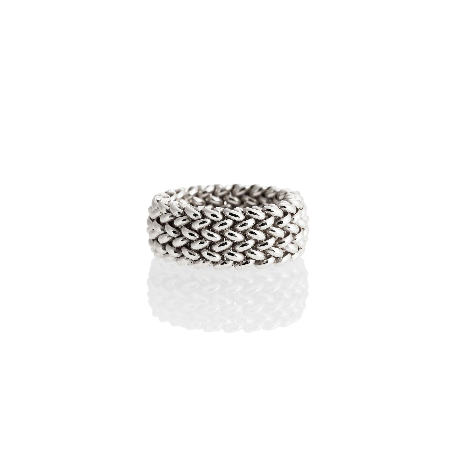 Anello da Donna in Argento a Fascia Maglia "Chicco di Riso" Unoaerre