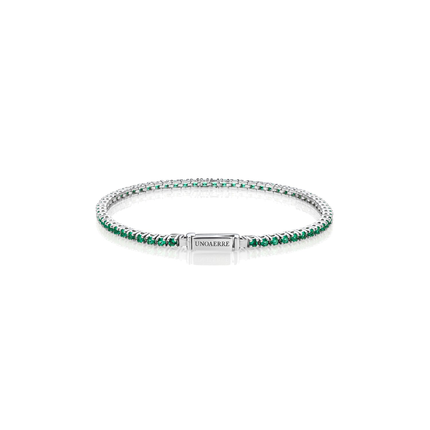 Bracciale Tennis in Argento 925 con Pietre Zirconia Cubica Verdi Unoaerre