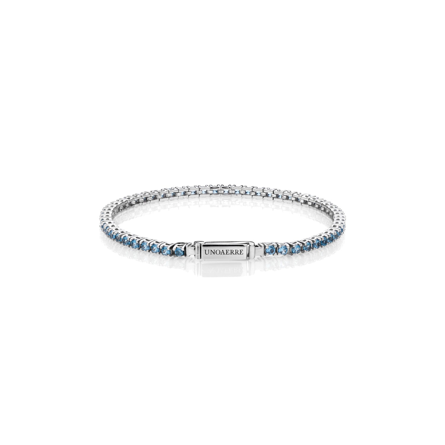 Bracciale Tennis in Argento 925 con Pietre Zirconia Cubica azzurre Unoaerre
