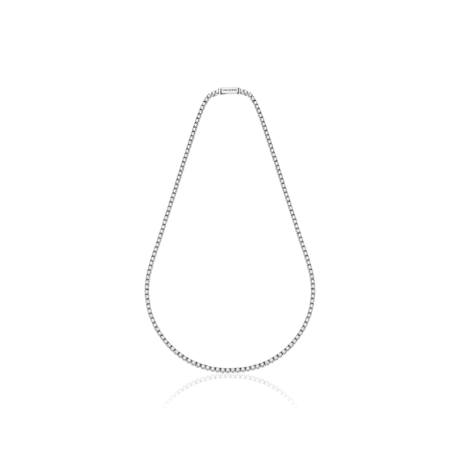 Collana Tennis in Argento con Pietre Zirconia Cubica Bianca e Chiusura Unoaerre
