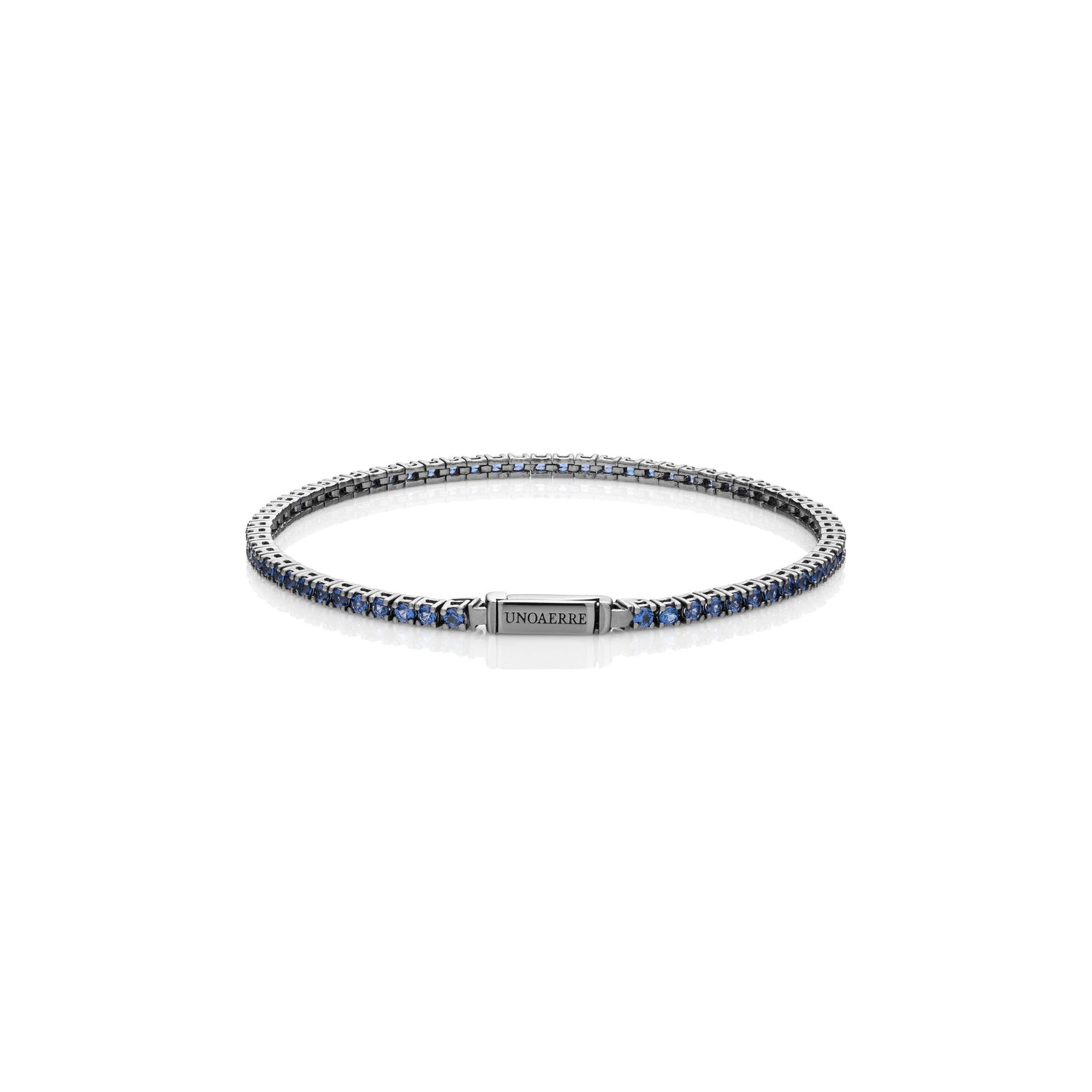 Bracciale Tennis in Argento 925 Brunito con Pietre Zirconia Cubica Blu Unoaerre