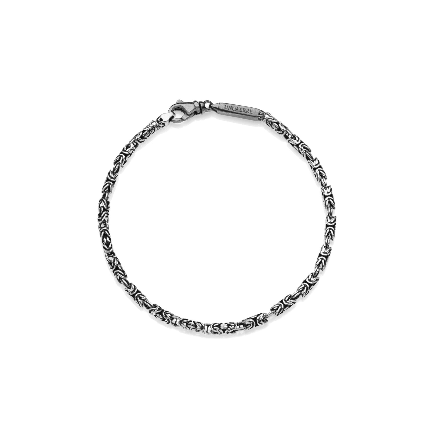 Bracciale Uomo Catena Bizantina Sottile in Argento Brunito Unoaerre
