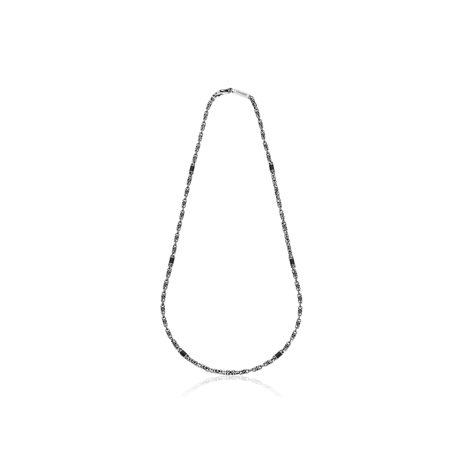 Collana Uomo Catena Bizantina Sottile in Argento Brunito con Dettagli in Smalto Unoaerre
