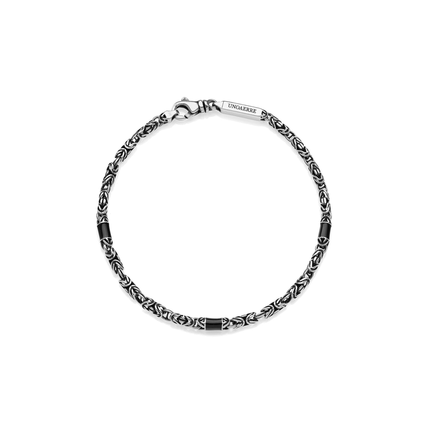 Bracciale Uomo Catena Bizantina Sottile in Argento Brunito C On Dettagli Unoaerre