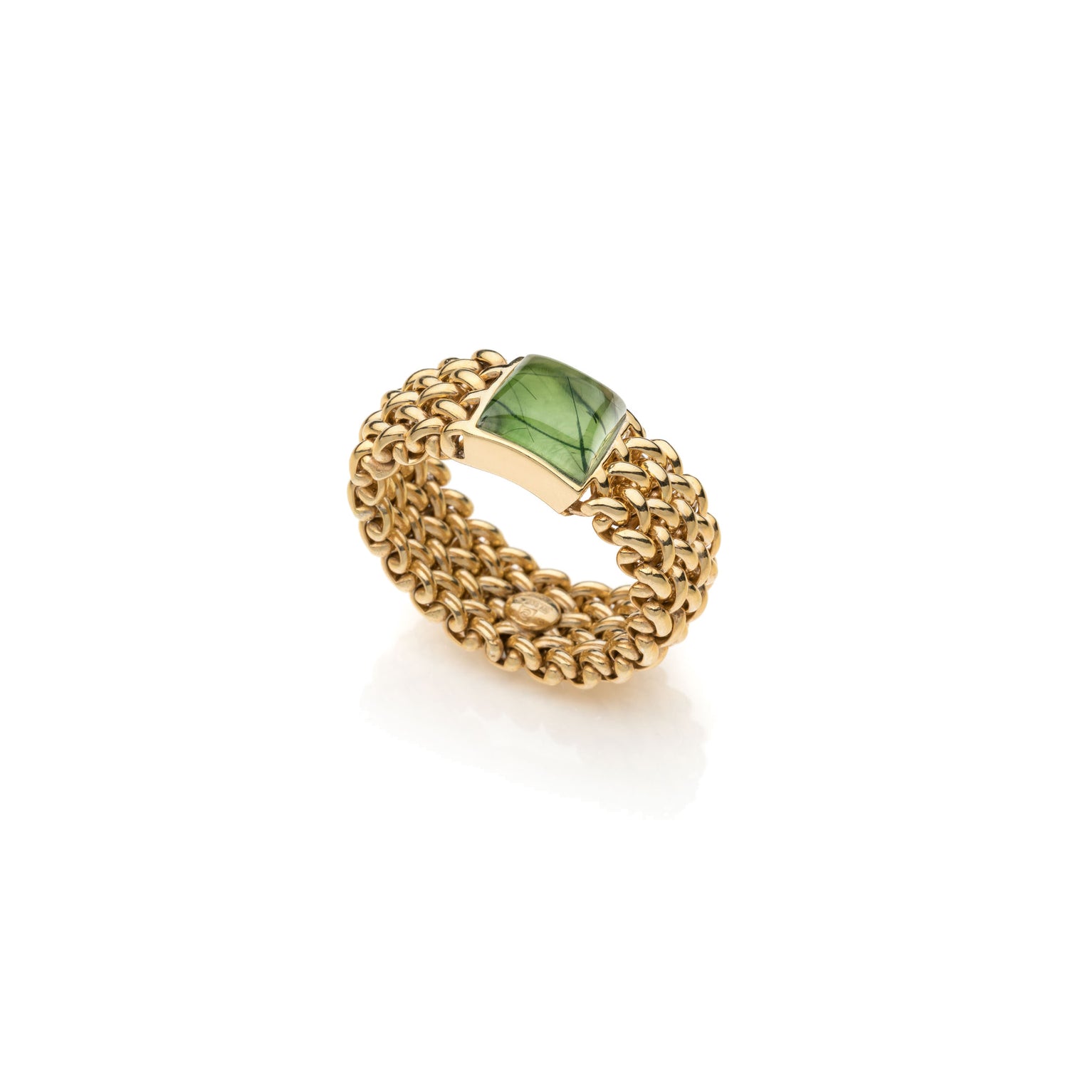 Anello in Argento 925 Dorato in Maglia Chicco di Riso con Pietra Unoaerre