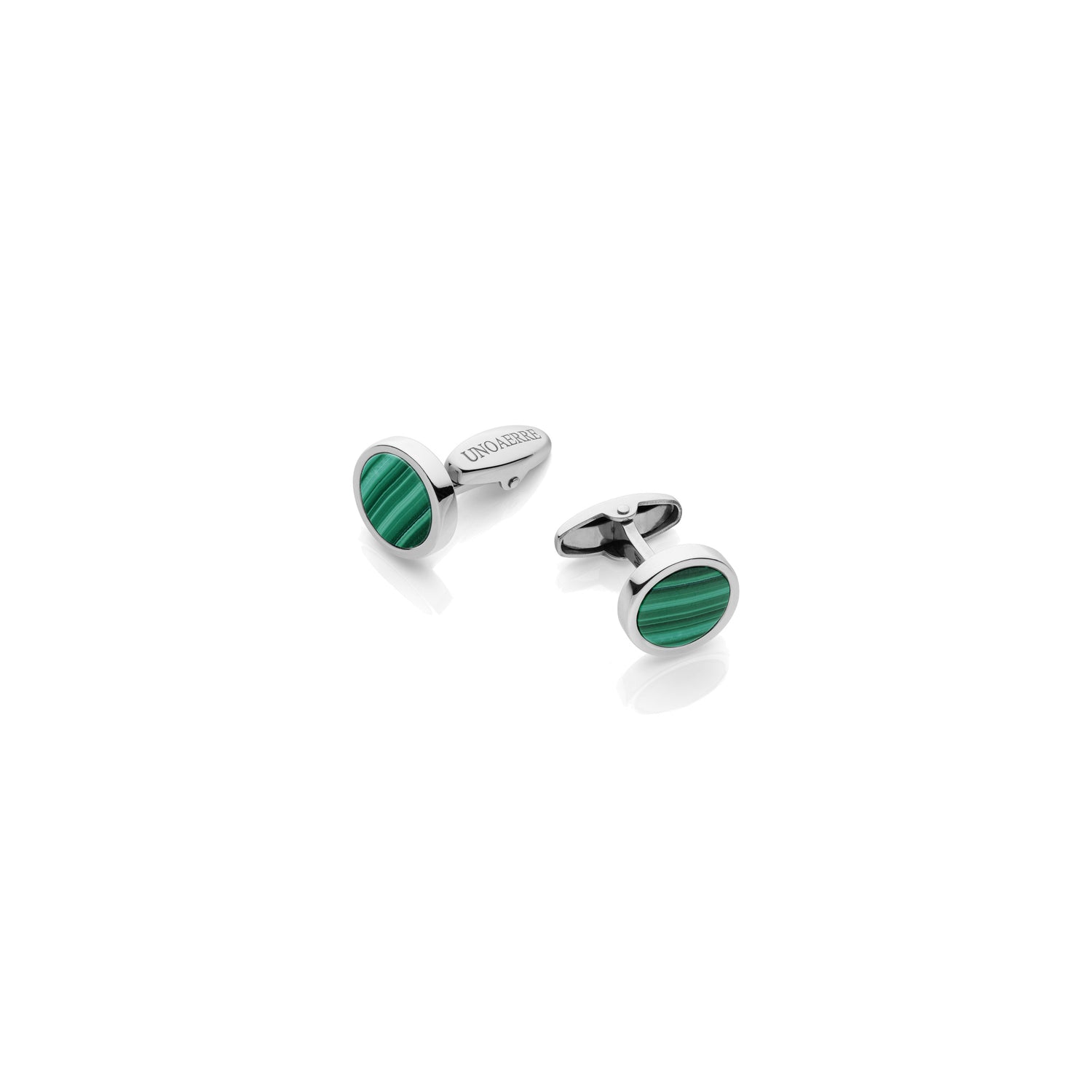 Gemelli Ovali con Pietra Malachite Verde Unoaerre