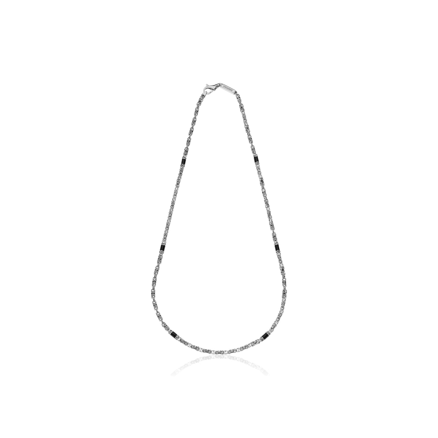 Collana Uomo Catena Bizantina Sottile in Argento Brunito con Dettagli in Smalto Unoaerre