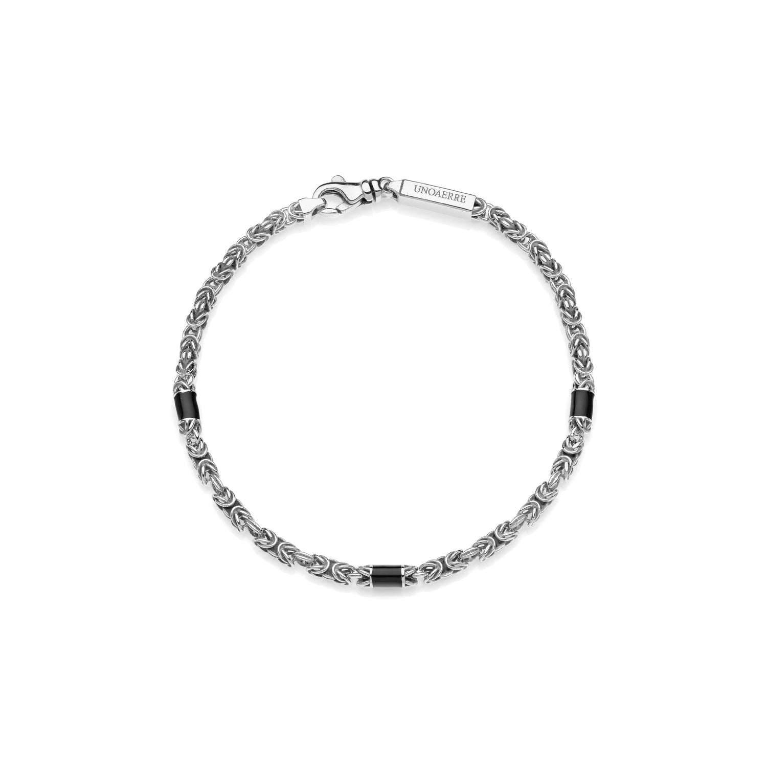 Bracciale Uomo Catena Bizantina Sottile in Argento Brunito C On Dettagli Unoaerre
