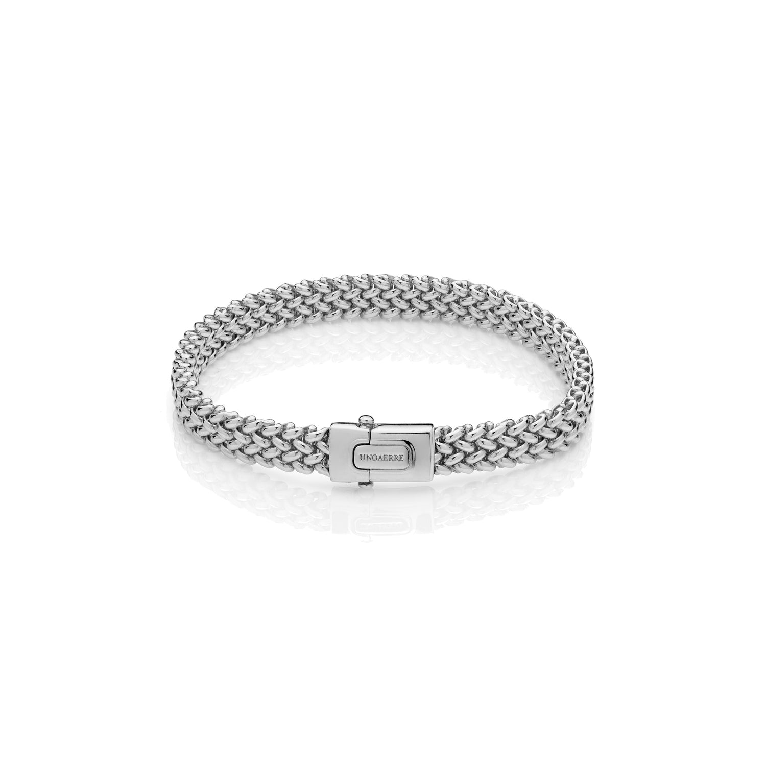 Bracciale in Argento, Fascia Sottile Chicco, Chiusura a Cassetta Unoaerre