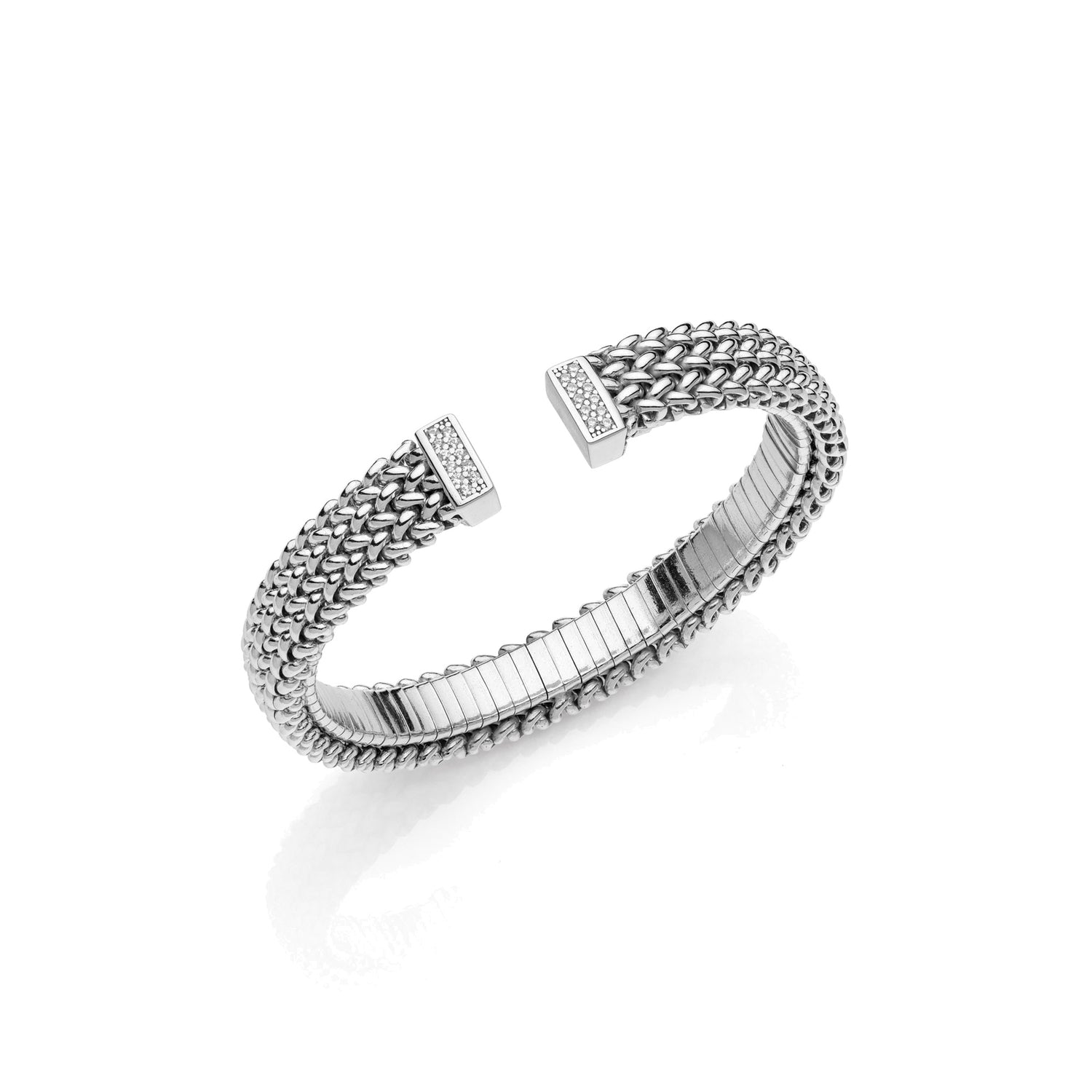 Bracciale Rigido in Argento Chicco con Decoro in Zirconi Unoaerre