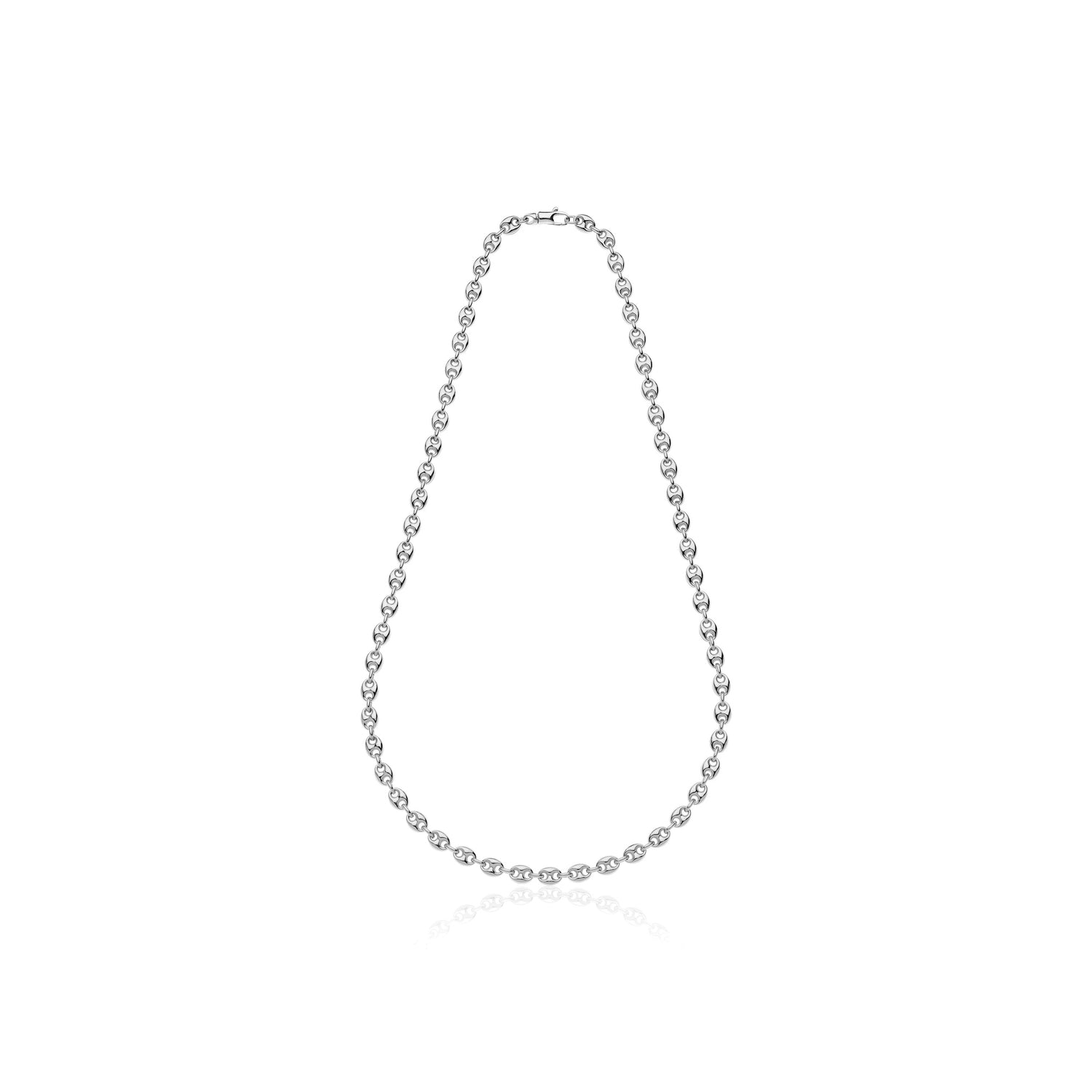 Collana in Argento Rodiato con Maglia Marina e Moschettone Unoaerre