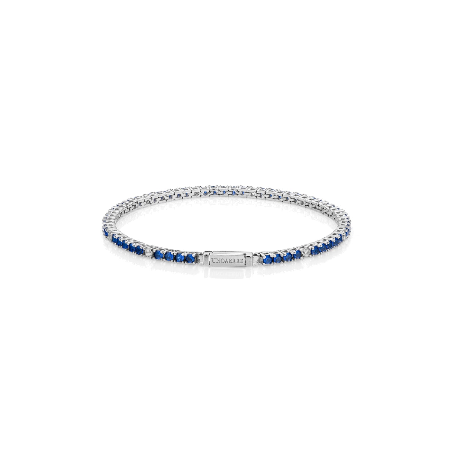 Bracciale Tennis in Argento con Pietre Zirconia Cubica Blu e Bianche Unoaerre