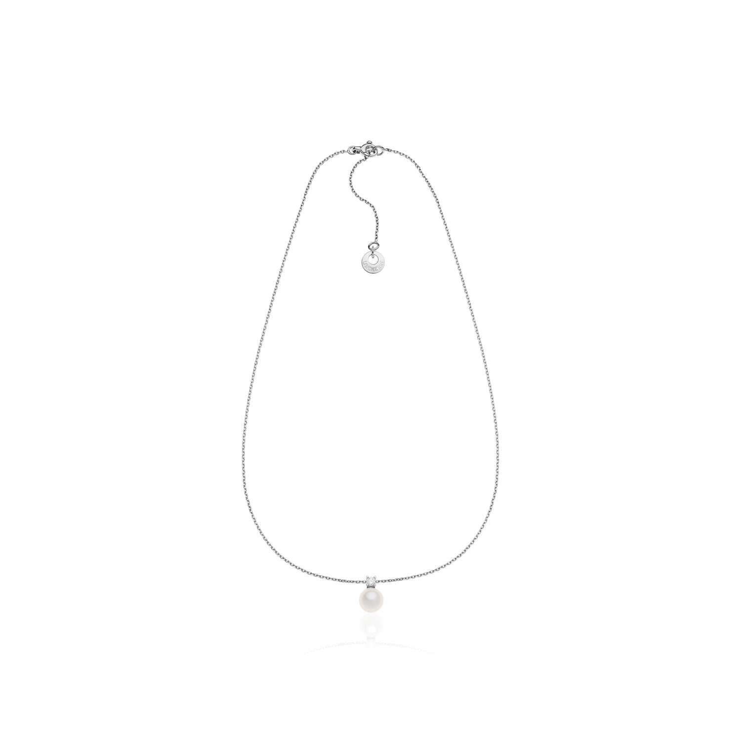 Collana in Argento Rodiato con Perla e Zircone Unoaerre