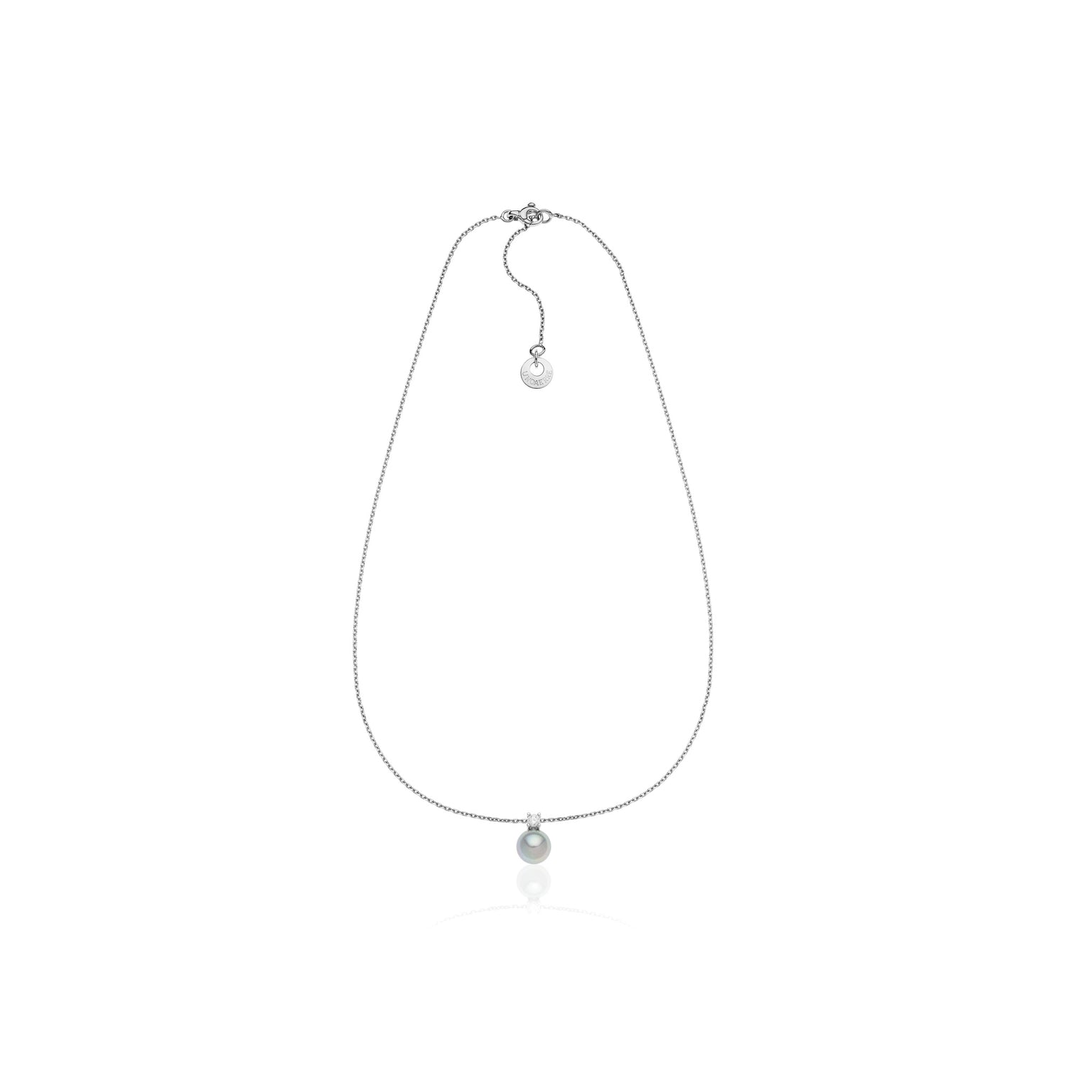 Collana in Argento con Perla Scura e Zircone Unoaerre