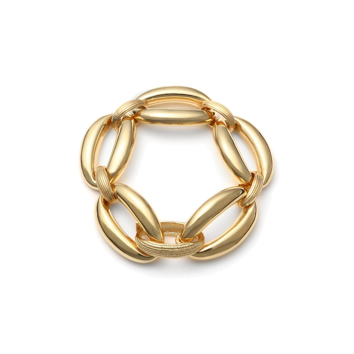 Bracciale in Argento con Maglie Ovali Bombate e Chiusura a Moschettone Unoaerre