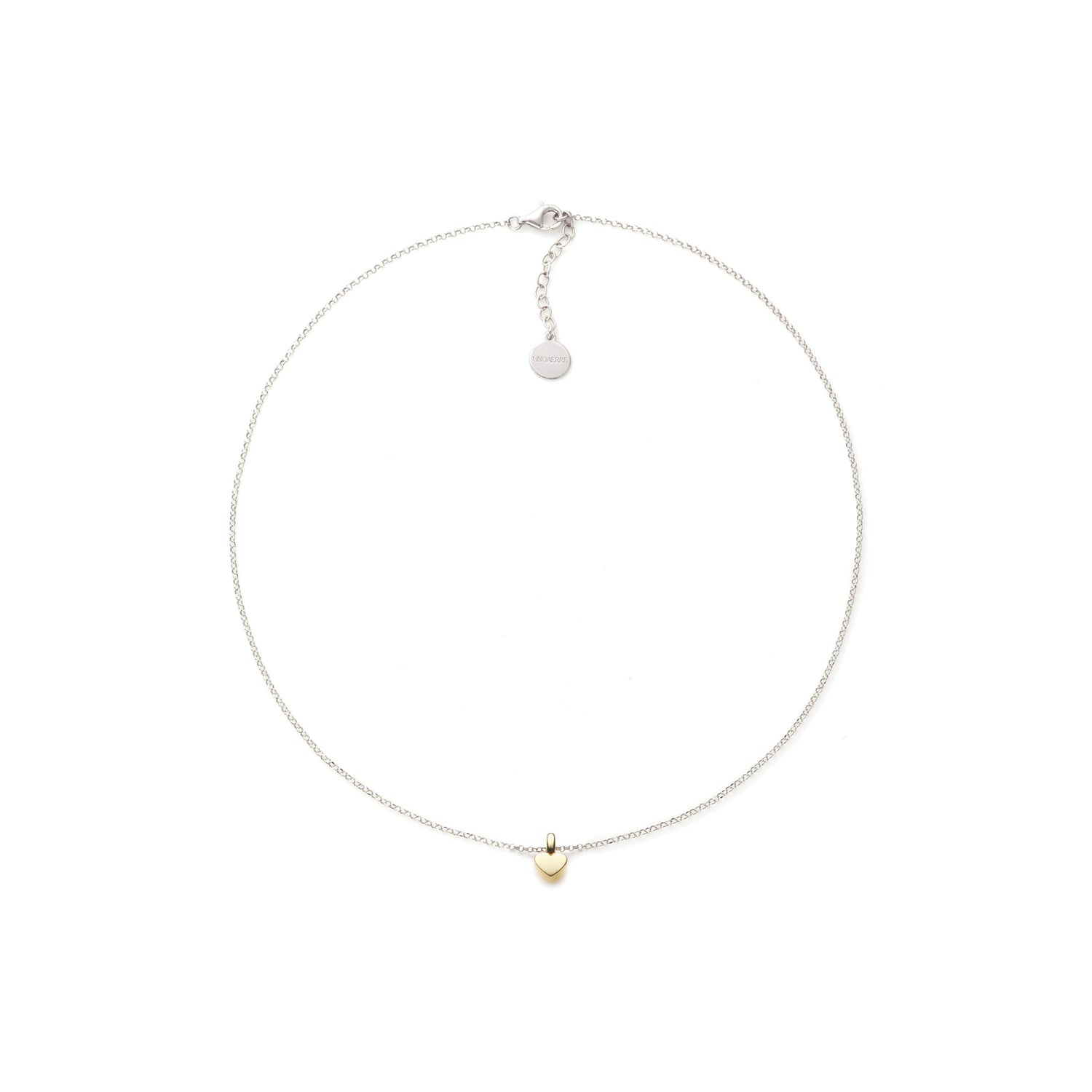 Collana in Argento Bicolore con Catena Rodiata e Ciondolo a Forma Unoaerre