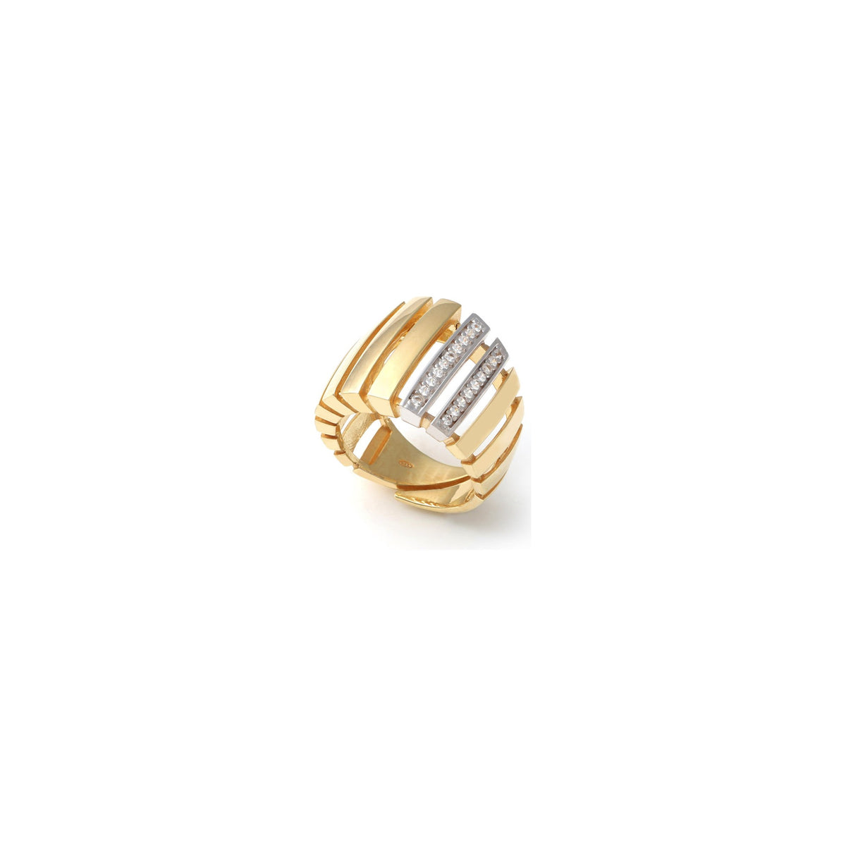 Anillo de Plata Bicolor de Banda con Detalle Unoaerre