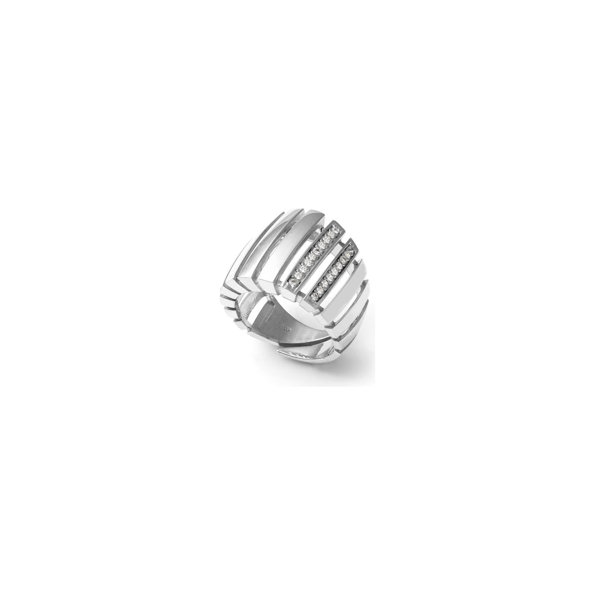Anillo de Plata Bicolor de Banda con Detalle Unoaerre