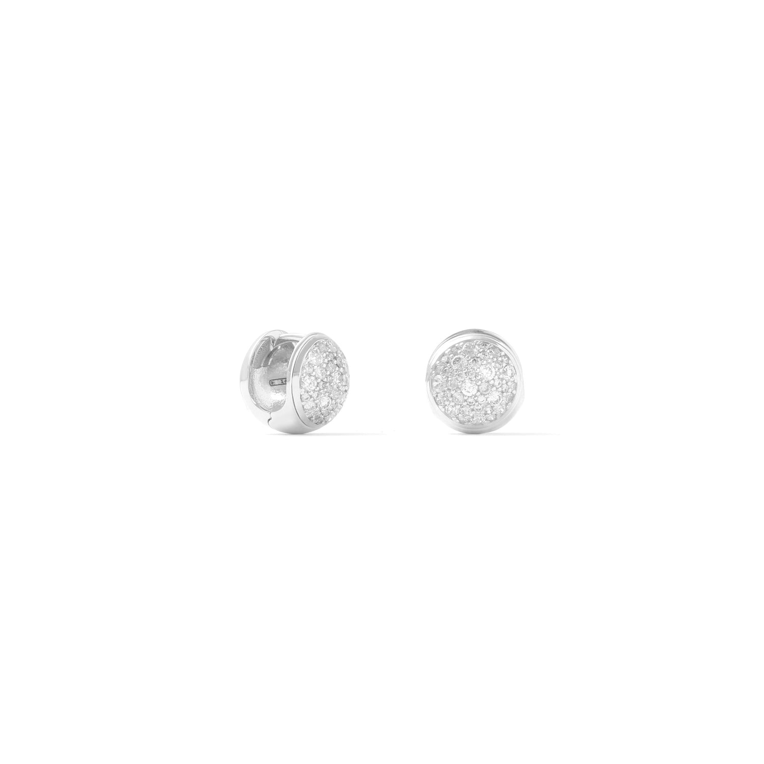 Orecchini a Cerchietto Bombato in Argento Rodiato e Pavé di Zirconi Unoaerre
