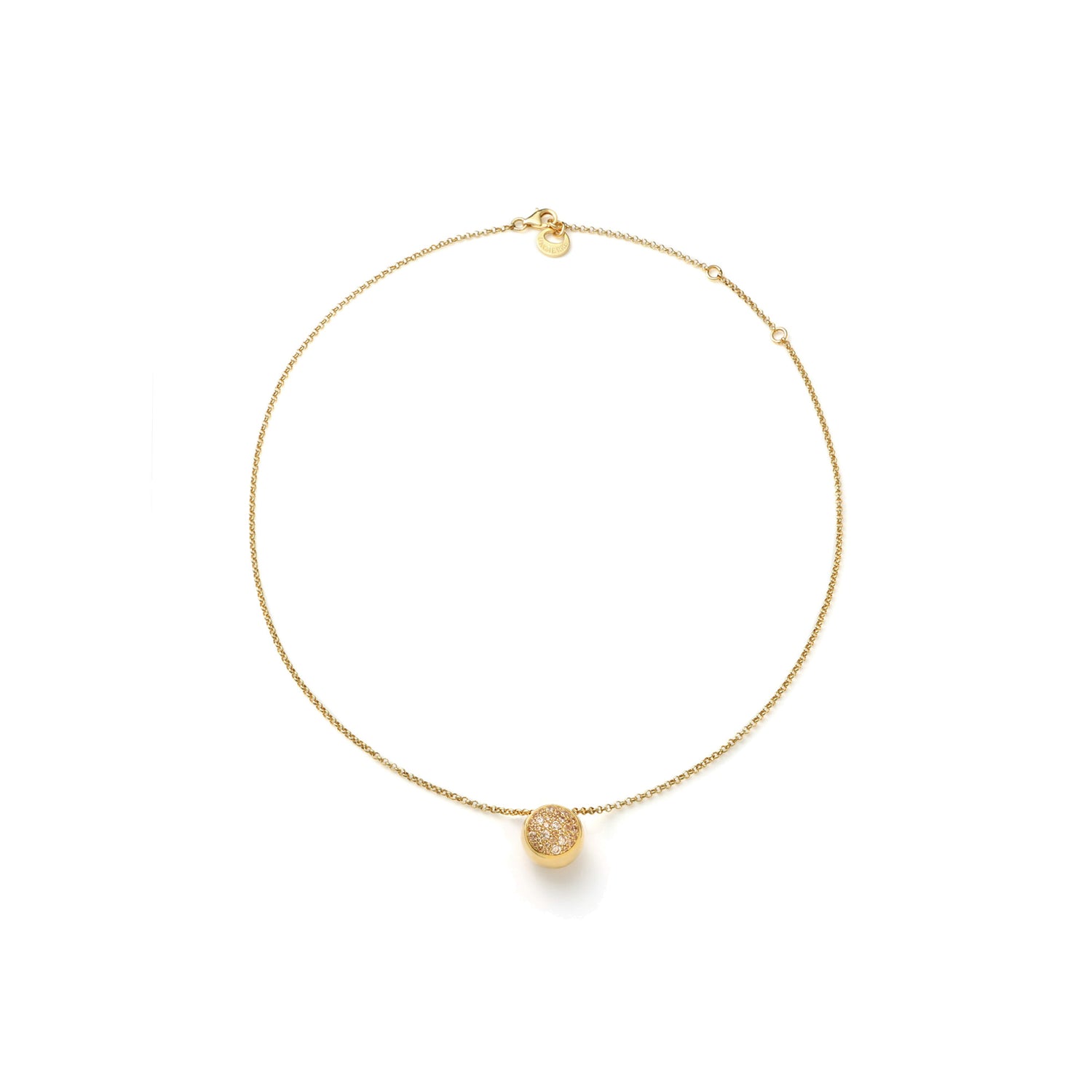 Collana in Argento Dorato con Ciondolo a Sfera e Pavé di Zir Unoaerre