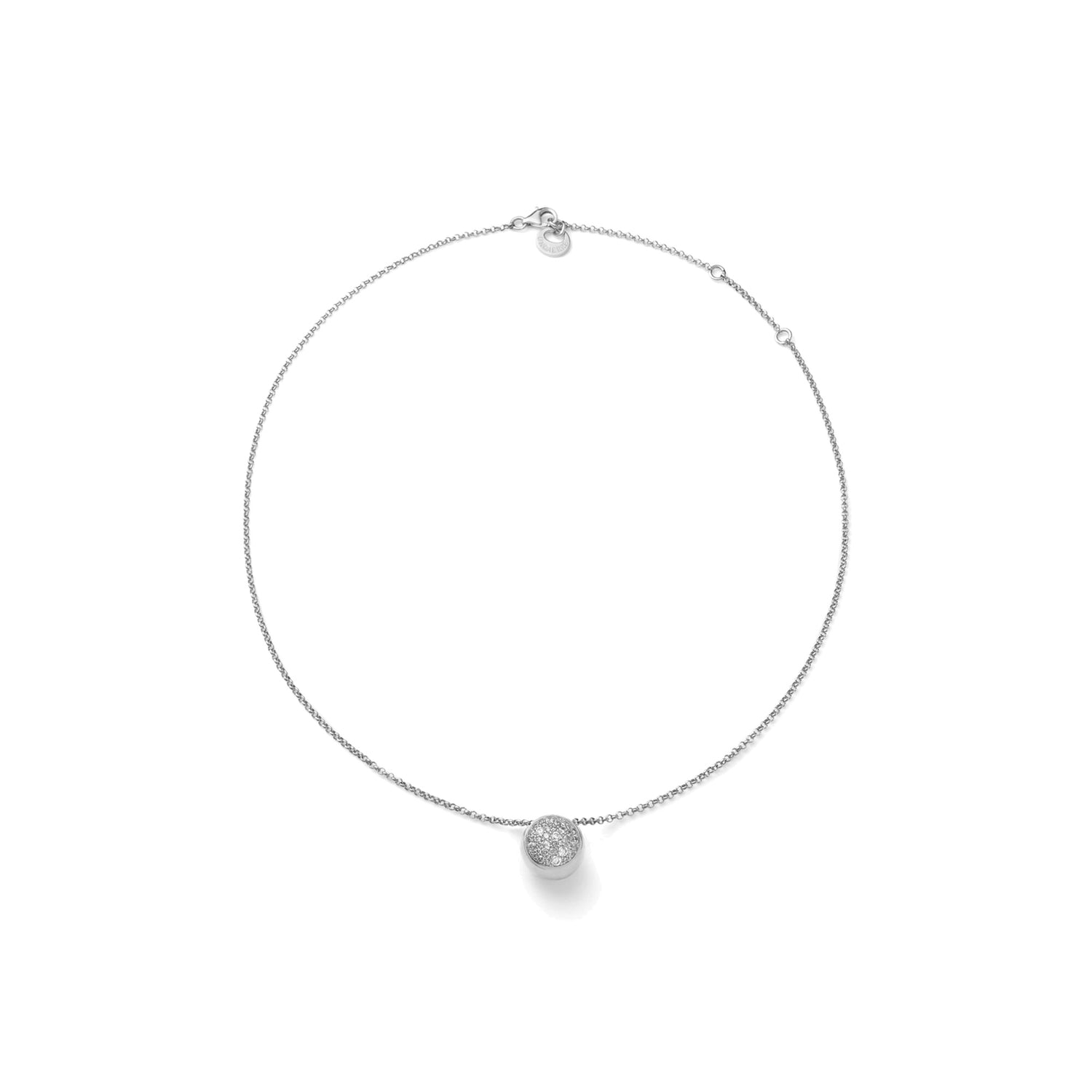 Collana in Argento Rodiato con Ciondolo a Sfera e Pavé di Zi Unoaerre