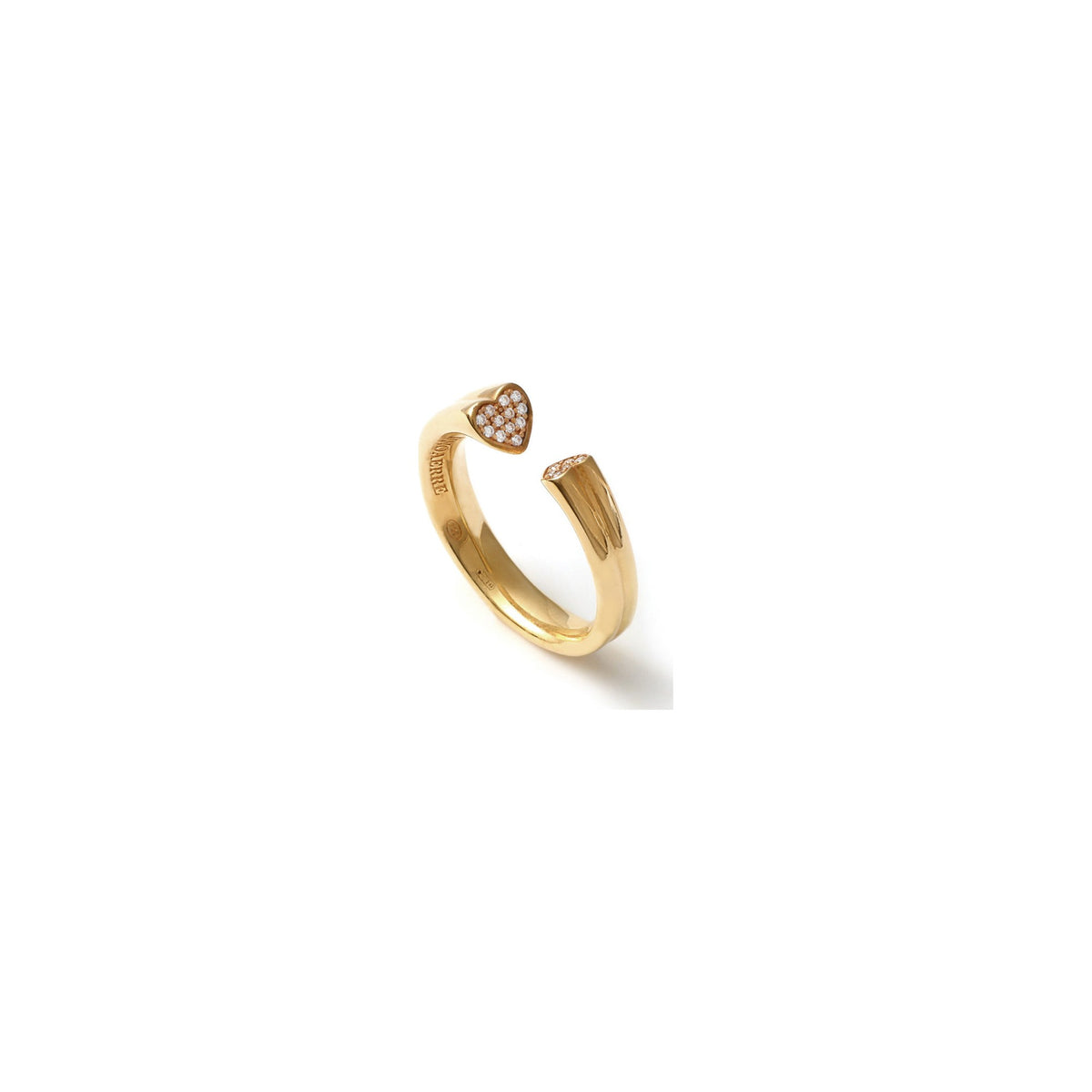 Anillo Abierto de Plata con Corazones y Pavé de Circonitas Unoaerre