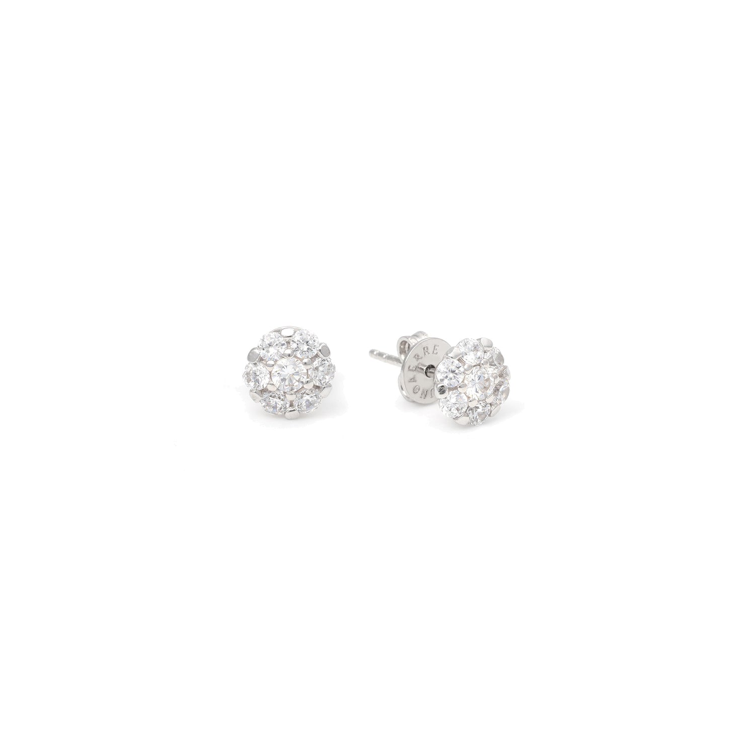 Orecchini in Argento Rodiato con Fiori in Pavé di Pietre Zirconia Cubica Unoaerre