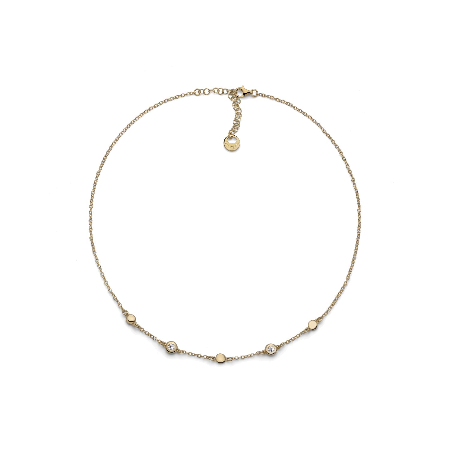 Collana Catena Sottile in Argento 925 con Sfere e Cubic Zirc Onia Unoaerre