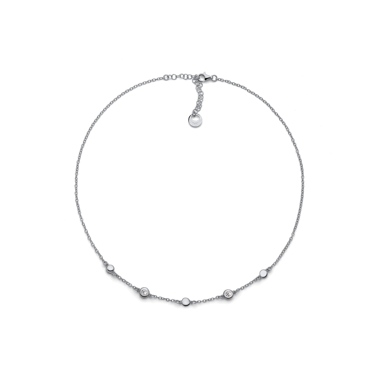 Collana Catena Sottile in Argento 925 con Sfere e Cubic Zirc Onia Unoaerre